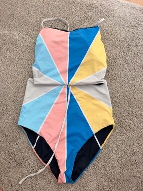 Colorblock One-Piece Swimsuit in Pink, Blue, Yellow